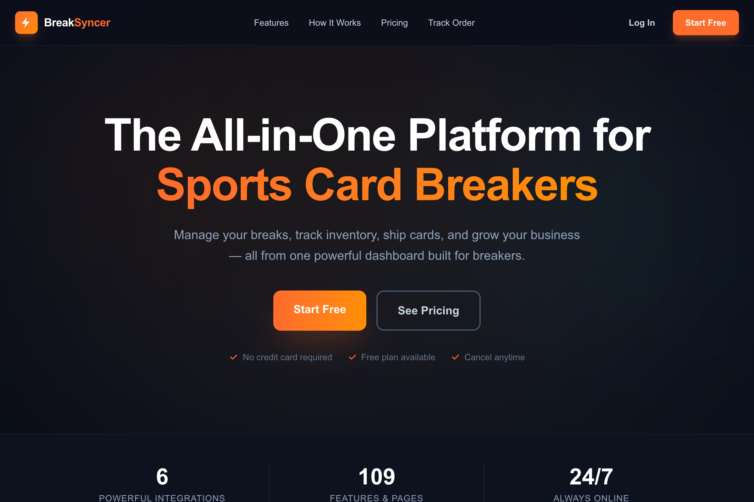 BreakSyncer website - desktop view