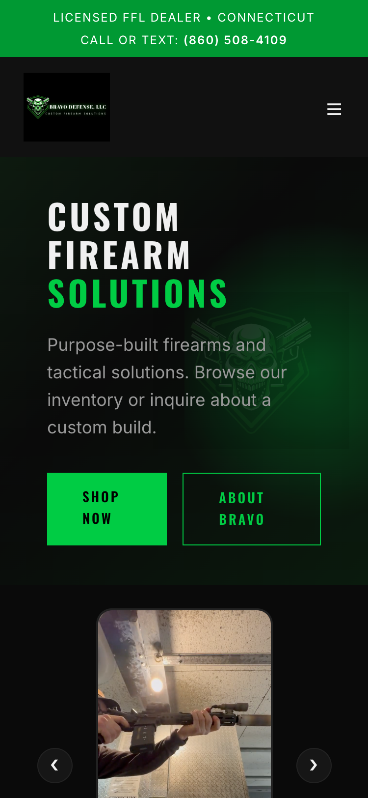 CT Gun website - mobile view