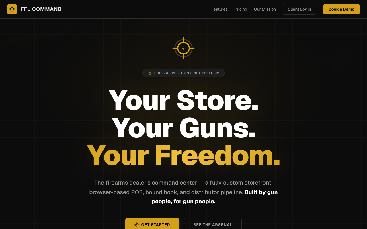FFL Command website - desktop view