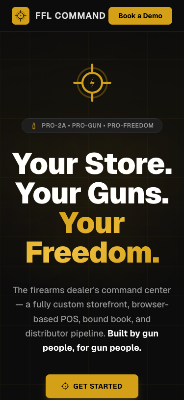 FFL Command website - mobile view
