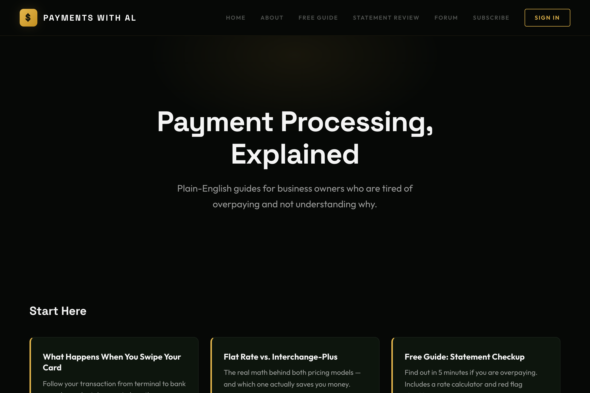 Payments with Al website - desktop view